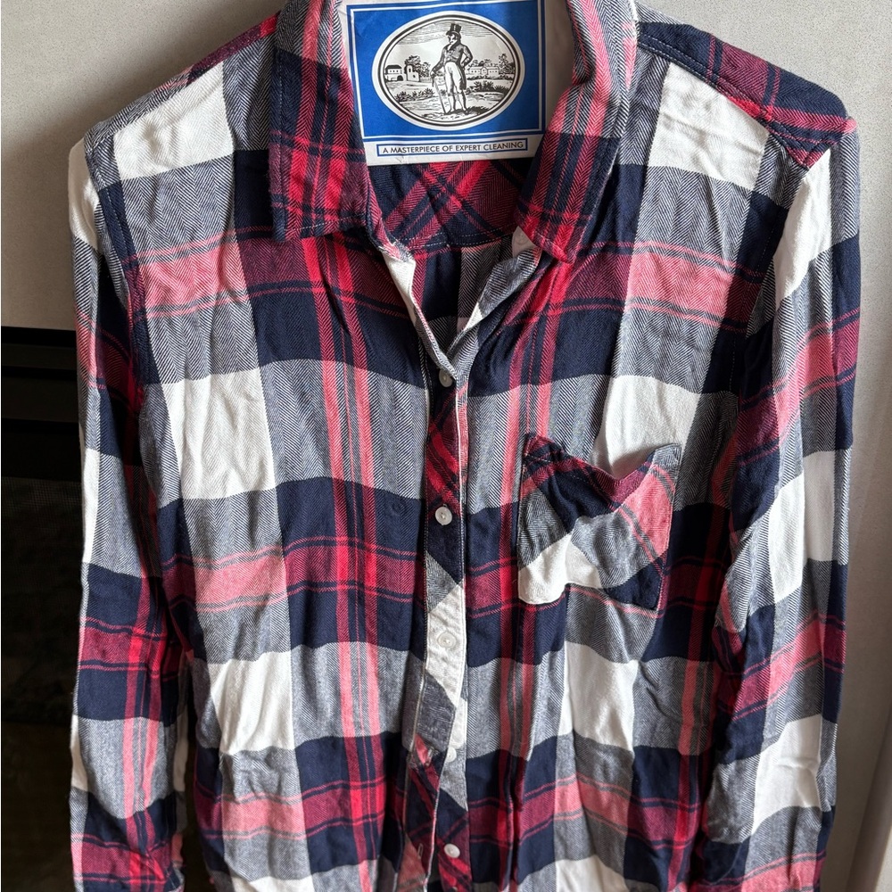 Rails Navy and Pink Plaid Button Down Flannel Shirt